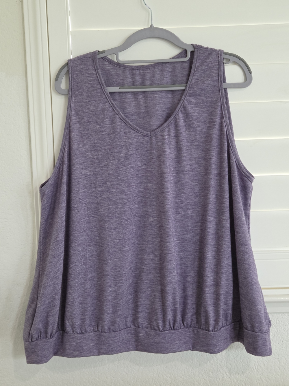 Womens 3XL Purple Heather Sleeveless Blouson Tank Top Stretch Casual Plus Size